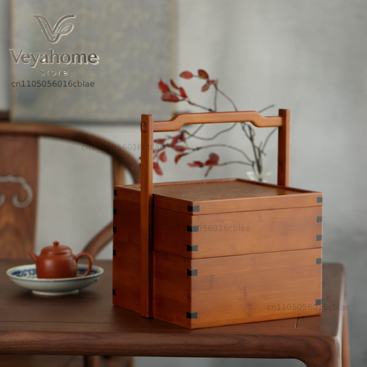 Food Snacks Basket - Bamboe theeservies opbergdoos Chinese stijl dubbellaagse